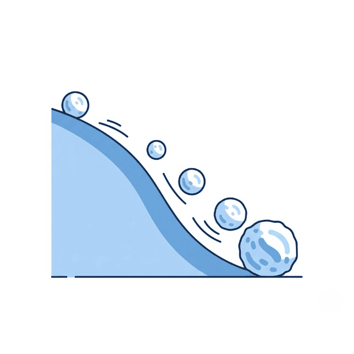 An illustration of a small snowball rolling down a hill and growing into a massive boulder. This image symbolizes the power of compound interest, where a small initial investment grows exponentially over time.