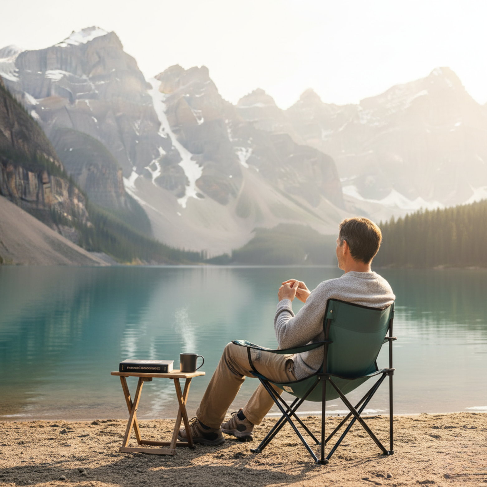 A person enjoying a tranquil landscape, symbolizing successful early retirement and financial independence.